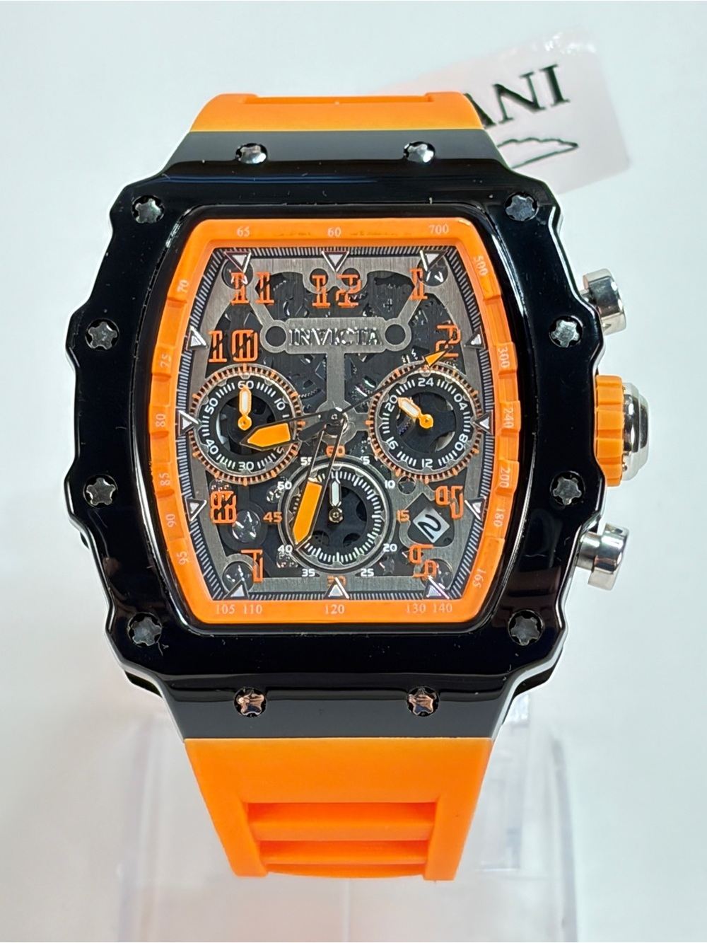 Invicta Racing Amber Stealth Men's 44mm Chronograph Silicone Strap Watch McLaren